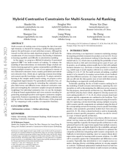 Hybrid Contrastive Constraints for Multi-Scenario Ad Ranking