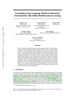 Grounding Large Language Models in Interactive Environments with Online
  Reinforcement Learning