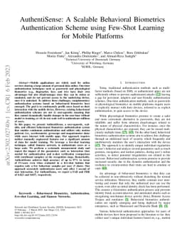 AuthentiSense: A Scalable Behavioral Biometrics Authentication Scheme
  using Few-Shot Learning for Mobile Platforms