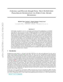 Coherence and Diversity through Noise: Self-Supervised Paraphrase
  Generation via Structure-Aware Denoising