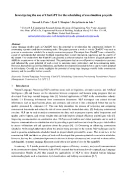 Investigating the use of ChatGPT for the scheduling of construction
  projects