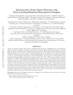 Intra-operative Brain Tumor Detection with Deep Learning-Optimized
  Hyperspectral Imaging