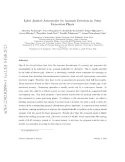 Label Assisted Autoencoder for Anomaly Detection in Power Generation
  Plants
