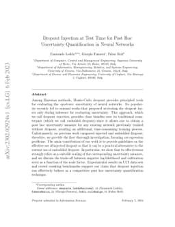Dropout Injection at Test Time for Post Hoc Uncertainty Quantification
  in Neural Networks