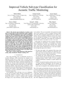 Improved Vehicle Sub-type Classification for Acoustic Traffic Monitoring