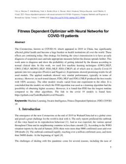 Fitness Dependent Optimizer with Neural Networks for COVID-19 patients