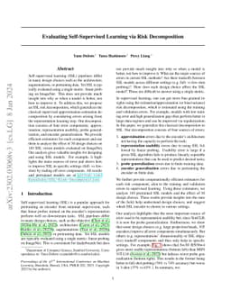 Evaluating Self-Supervised Learning via Risk Decomposition