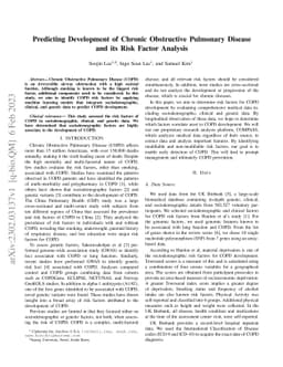 Predicting Development of Chronic Obstructive Pulmonary Disease and its
  Risk Factor Analysis