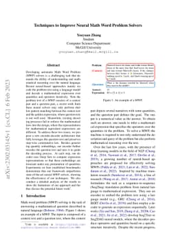 Techniques to Improve Neural Math Word Problem Solvers