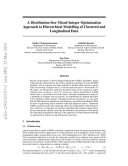 A distribution-free mixed-integer optimization approach to hierarchical
  modelling of clustered and longitudinal data