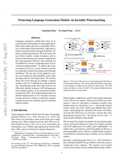 Protecting Language Generation Models via Invisible Watermarking