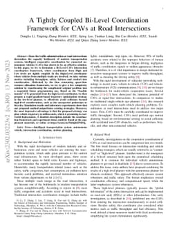 A Tightly Coupled Bi-Level Coordination Framework for CAVs at Road
  Intersections