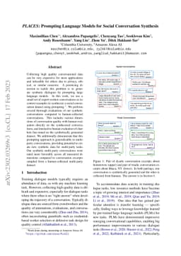 PLACES: Prompting Language Models for Social Conversation Synthesis