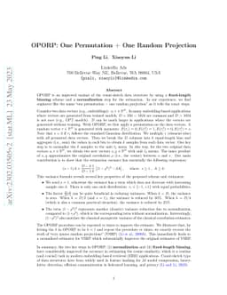 OPORP: One Permutation + One Random Projection