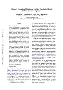 Efficiently Upgrading Multilingual Machine Translation Models to Support
  More Languages