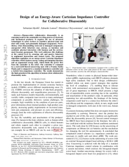 Design of an Energy-Aware Cartesian Impedance Controller for
  Collaborative Disassembly