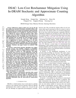 DSAC: Low-Cost Rowhammer Mitigation Using In-DRAM Stochastic and
  Approximate Counting Algorithm
