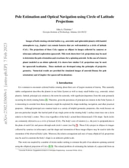 Pole Estimation and Optical Navigation using Circle of Latitude
  Projections