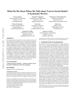 What Do We Mean When We Talk about Trust in Social Media? A Systematic
  Review