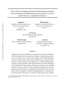 Two-step hyperparameter optimization method: Accelerating hyperparameter
  search by using a fraction of a training dataset