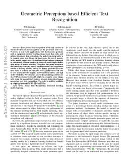 Geometric Perception based Efficient Text Recognition