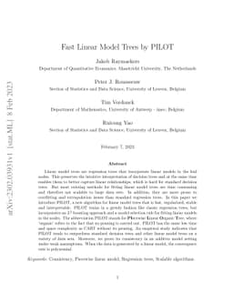 Fast Linear Model Trees by PILOT