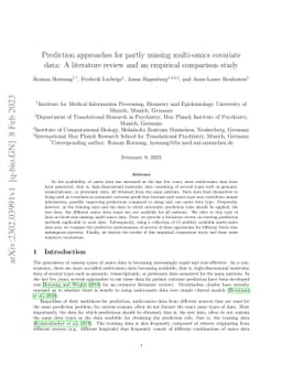 Prediction approaches for partly missing multi-omics covariate data: A
  literature review and an empirical comparison study