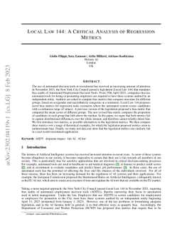Local Law 144: A Critical Analysis of Regression Metrics