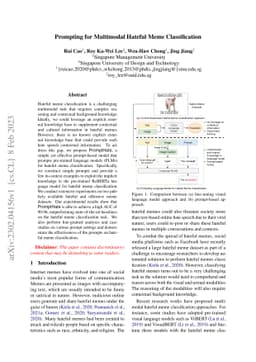 Prompting for Multimodal Hateful Meme Classification