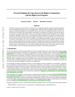 Towards Bridging the Gaps between the Right to Explanation and the Right
  to be Forgotten