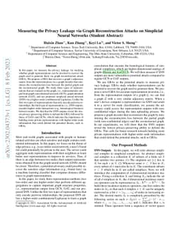 Measuring the Privacy Leakage via Graph Reconstruction Attacks on
  Simplicial Neural Networks (Student Abstract)
