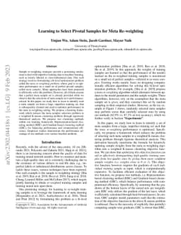 Learning to Select Pivotal Samples for Meta Re-weighting