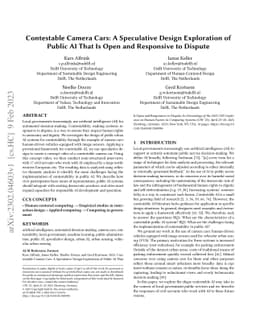 Contestable Camera Cars: A Speculative Design Exploration of Public AI
  That Is Open and Responsive to Dispute