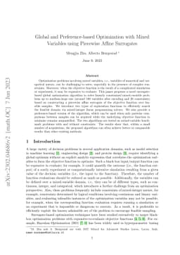 Global and Preference-based Optimization with Mixed Variables using
  Piecewise Affine Surrogates