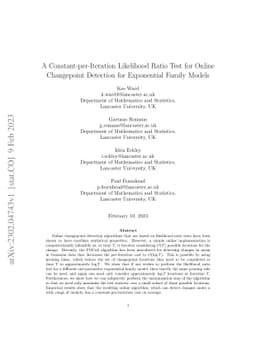 A Constant-per-Iteration Likelihood Ratio Test for Online Changepoint
  Detection for Exponential Family Models