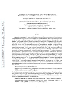 Quantum Advantage from One-Way Functions