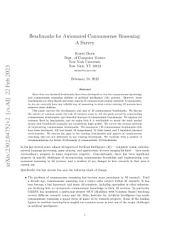 Benchmarks for Automated Commonsense Reasoning: A Survey