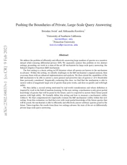 Pushing the Boundaries of Private, Large-Scale Query Answering