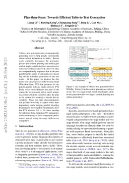 Plan-then-Seam: Towards Efficient Table-to-Text Generation