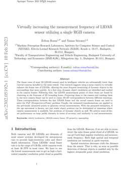 Virtually increasing the measurement frequency of LIDAR sensor utilizing
  a single RGB camera