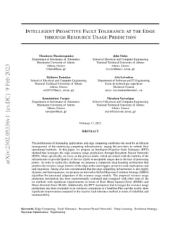 Intelligent Proactive Fault Tolerance at the Edge through Resource Usage
  Prediction