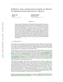 Q-Match: Self-Supervised Learning by Matching Distributions Induced by a
  Queue