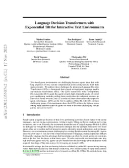 Language Decision Transformers with Exponential Tilt for Interactive
  Text Environments