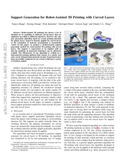 Support Generation for Robot-Assisted 3D Printing with Curved Layers