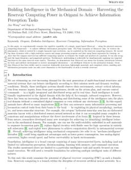 Building Intelligence in the Mechanical Domain -- Harvesting the
  Reservoir Computing Power in Origami to Achieve Information Perception Tasks