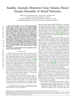 Satellite Anomaly Detection Using Variance Based Genetic Ensemble of
  Neural Networks