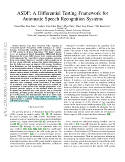 ASDF: A Differential Testing Framework for Automatic Speech Recognition
  Systems