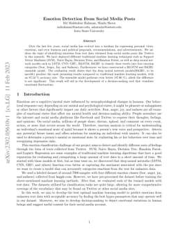 Emotion Detection From Social Media Posts