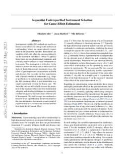 Sequential Underspecified Instrument Selection for Cause-Effect
  Estimation