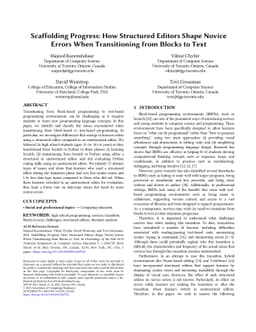 Scaffolding Progress: How Structured Editors Shape Novice Errors When
  Transitioning from Blocks to Text